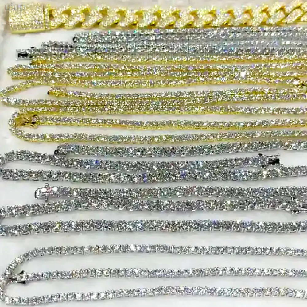 Miami Iced Out 3mm 4mm 5mm 6mm Cuban Chain 925 Silver Necklace VVS Moissanite Tennis Custom With