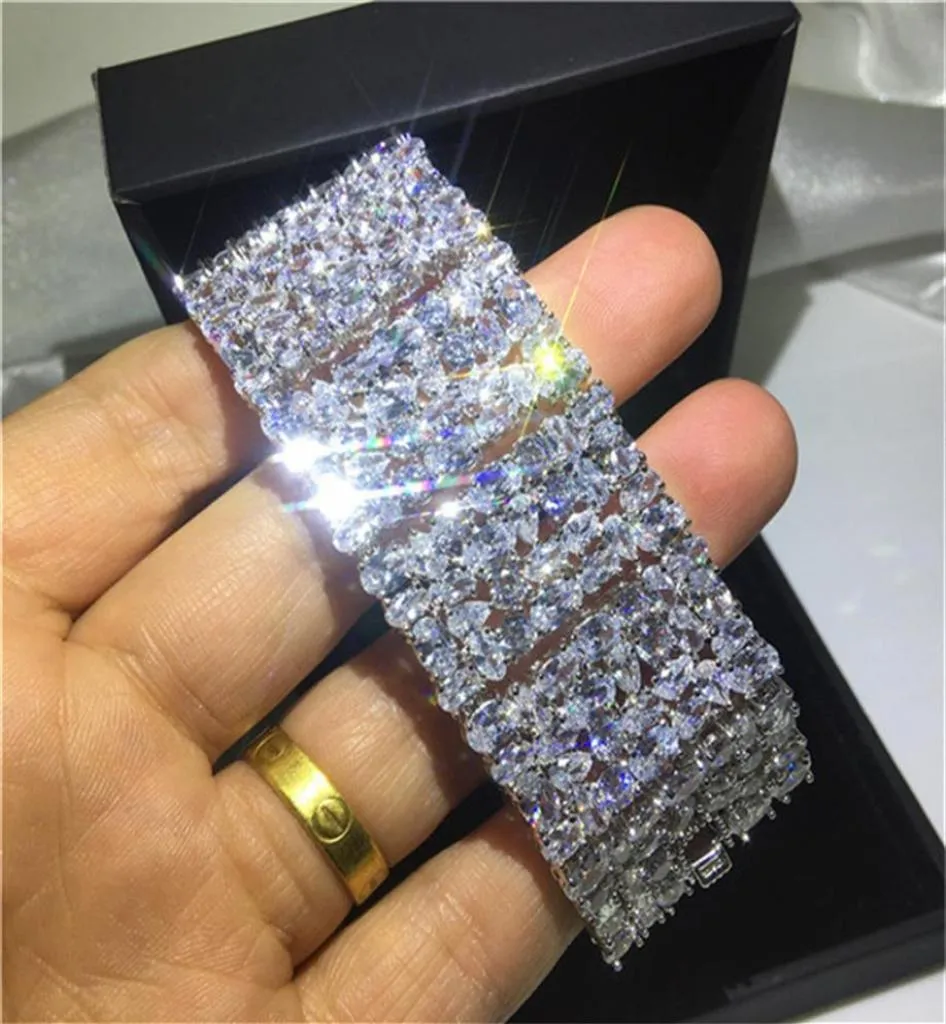 Bracelet de luxe scintillant pour les bijoux de tennis cadeau d'amant 925 STERLING Silver Multi Shape White Topaz CZ Diamond Gemmestones Femmes WED5247367