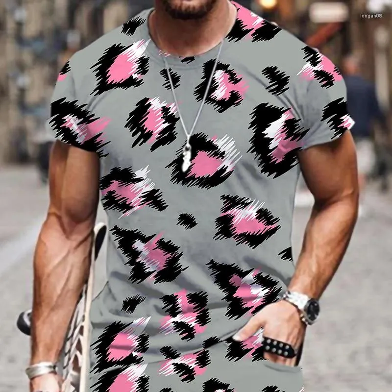 T-shirt da uomo T-shirt Harajuku Stampa leopardata Modello Oversize Top Abbigliamento Stile Traspirante Allentato Moda Cool Hip Hop Divertente T-shirt maschile