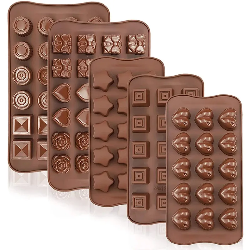 Baking Moulds Heart Square Chocolate Mold Candy Silicone Fivepointed Star for Jelly Fudge Truffle Ice Cube Tools 231213