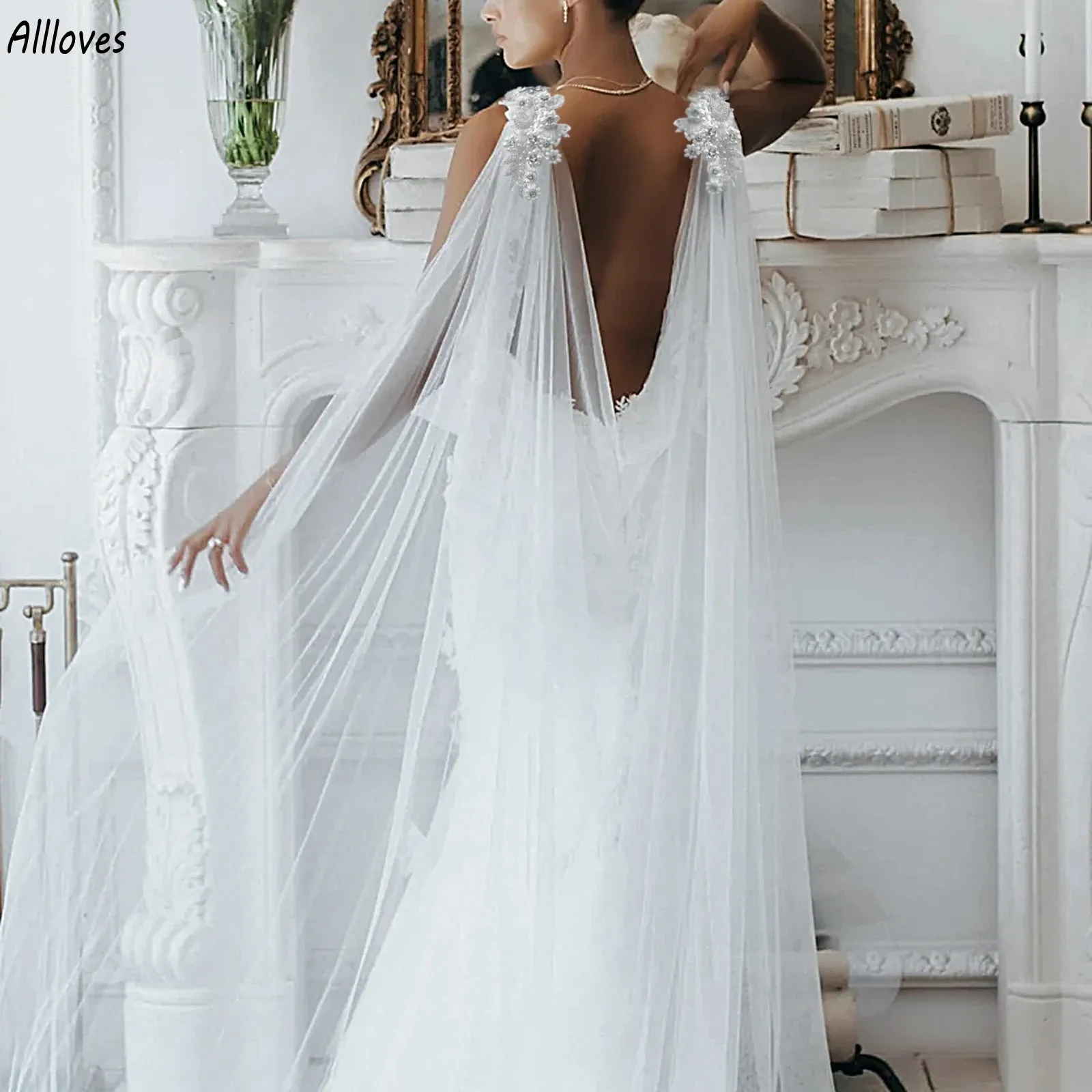 Bolero de casamento capa véu xales de noiva para vestido de casamento 2,5 m branco marfim tule romântico cobre ombros mulher acessórios de casamento para noiva CL3062