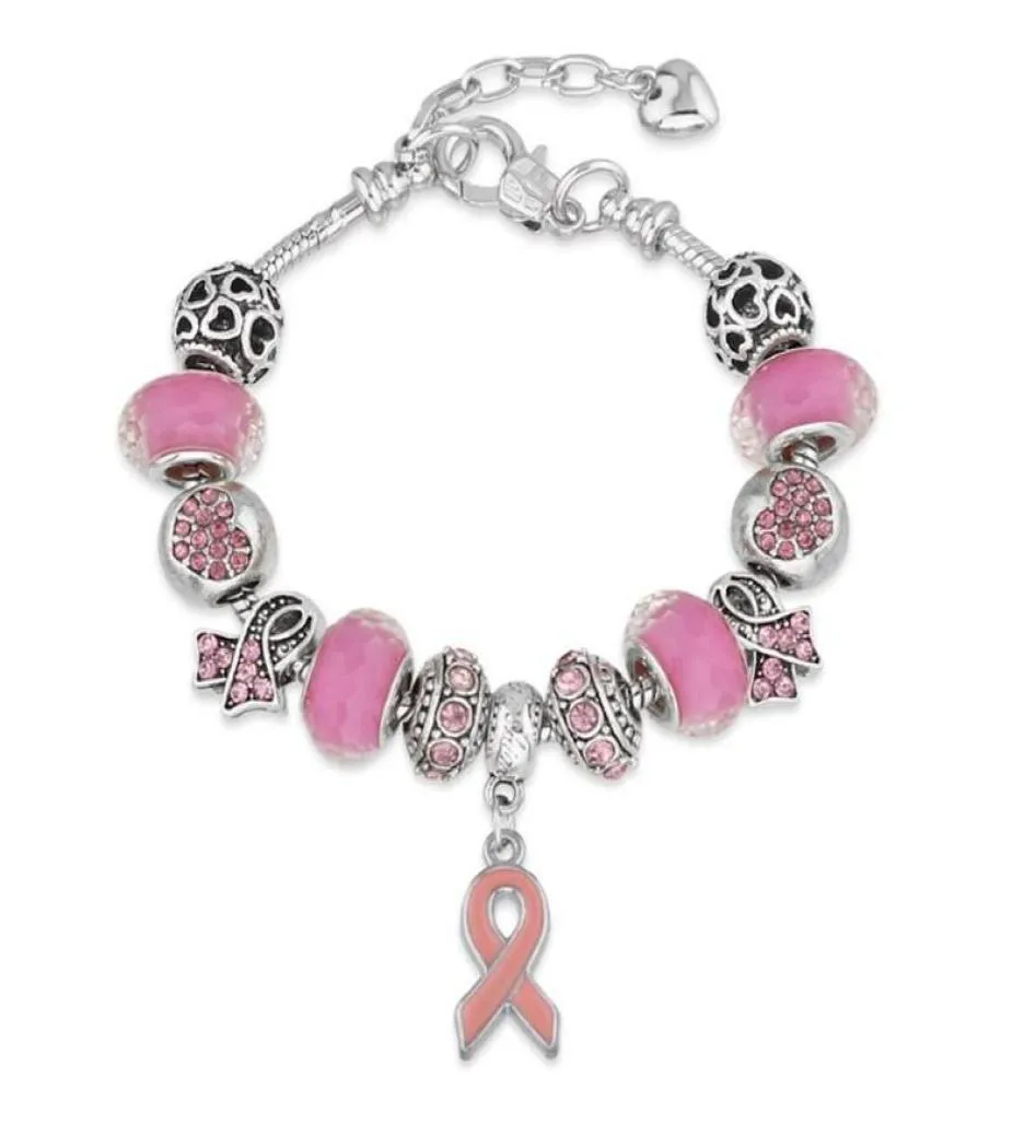 Chaîne à maillons PBR116 roseblancrougebleuvertorange ruban de sensibilisation au Cancer perles en résine cristal bracelet à bricoler soi-même bijoux pour femmes7824546