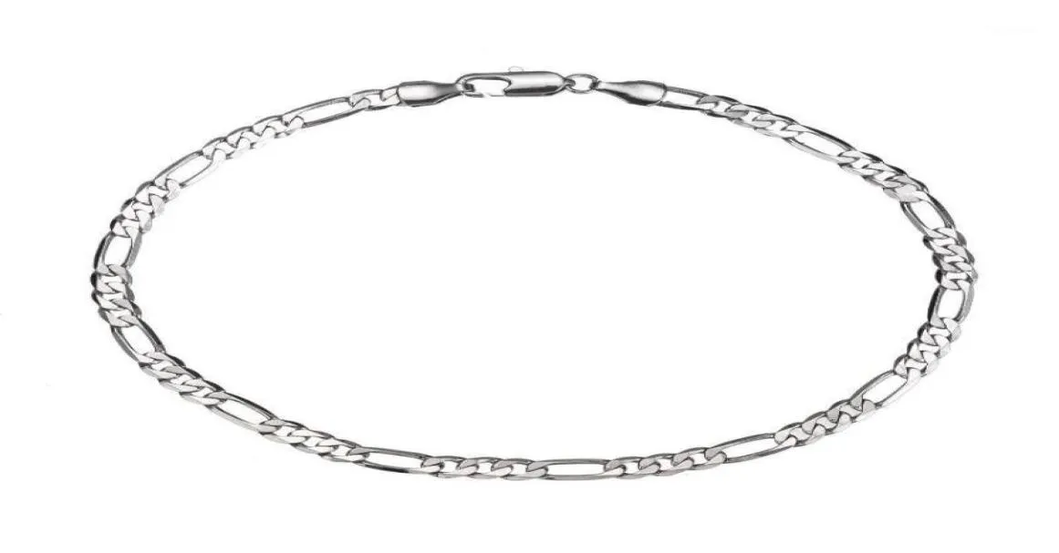 Bracelets de cheville couleur or blanc 4mm chaîne à maillons Figaro Bracelet de cheville plat 9 10 11 pouces Bracelet de cheville pour femmes hommes étanche 2741821