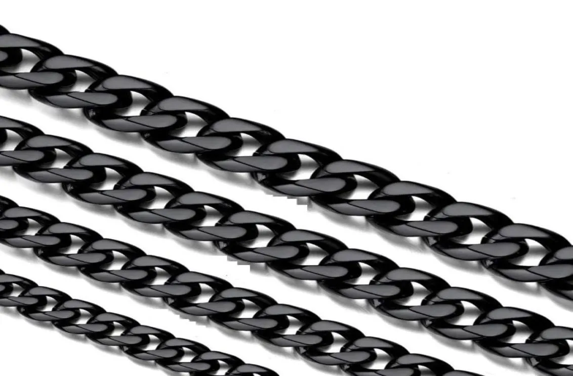 Chains Stainless Steel Miami Cuban Link Necklaces Black For Men Women Basic Punk Jewelry Choker 3MM 5MM 7MM 13MM4811913