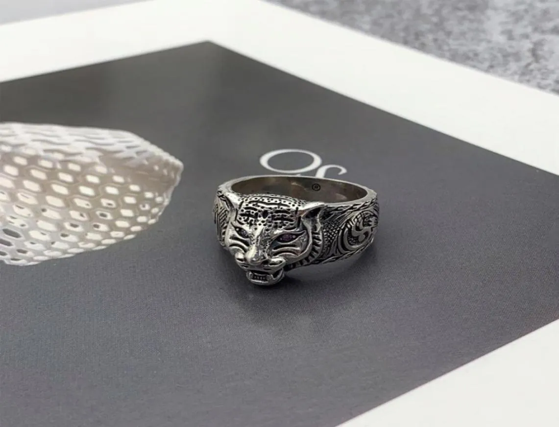 Women Men Tiger Head Ring with Stamp Vintage Animal Letter Finger Rings for Gift Party Fashion Jewelry Size 6101322684