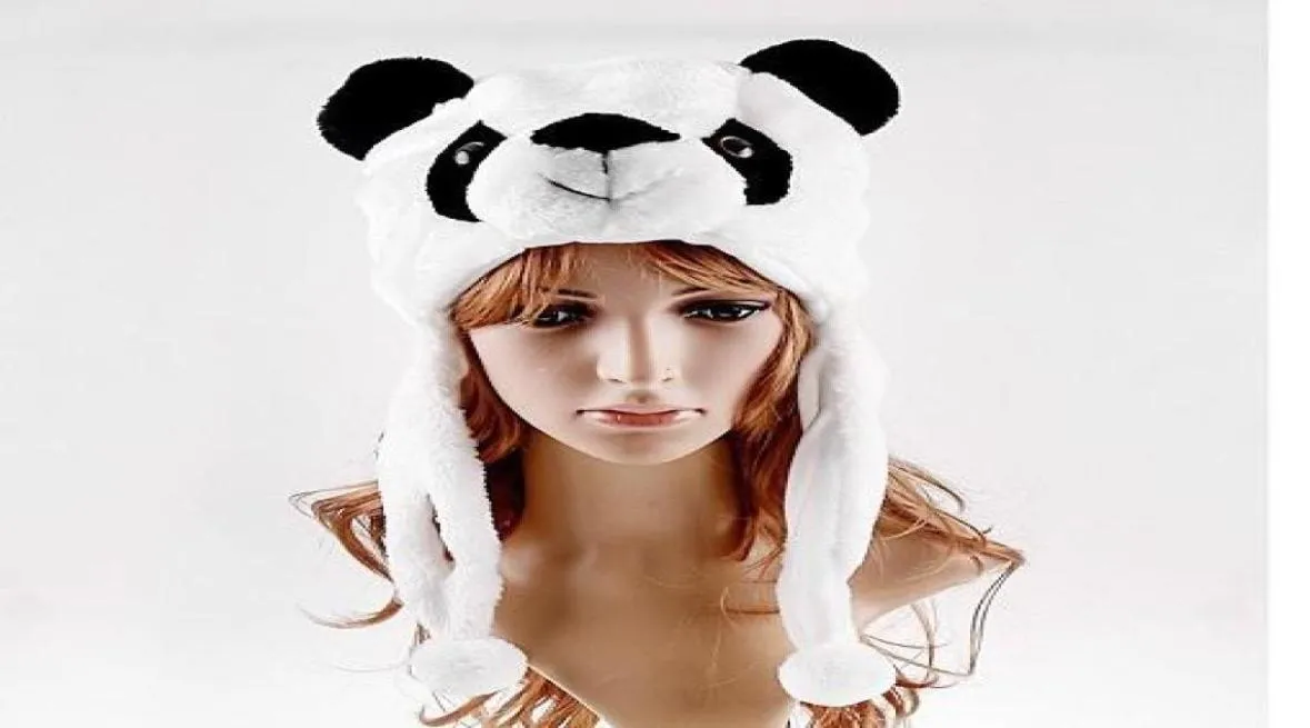 Chapéu de festa inverno dos desenhos animados animal panda fofo chapéu de pelúcia bonito boné macio gorro orelha abas natal favor presente8277717