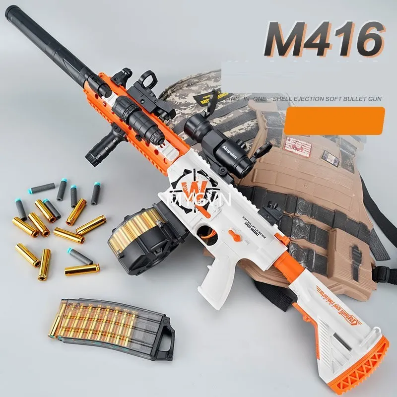 M416 Rifle Toy Guns Electric Automatic Soft Bullets Sniper Armas avec tambour pour adultes Garçons Birdday Gifts Movie Prop