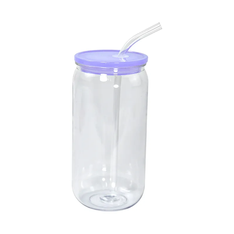16oz Plastic Mason Jar PP acrylic single-layer cup with Straw 500ml Clear Mason Can PP Drinking Cup