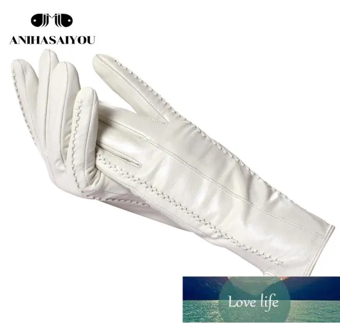 White leather women039s gloves Genuine Leather cotton lining warm Fashion leather gloves leather gloves warm winter2226 Fa5875346