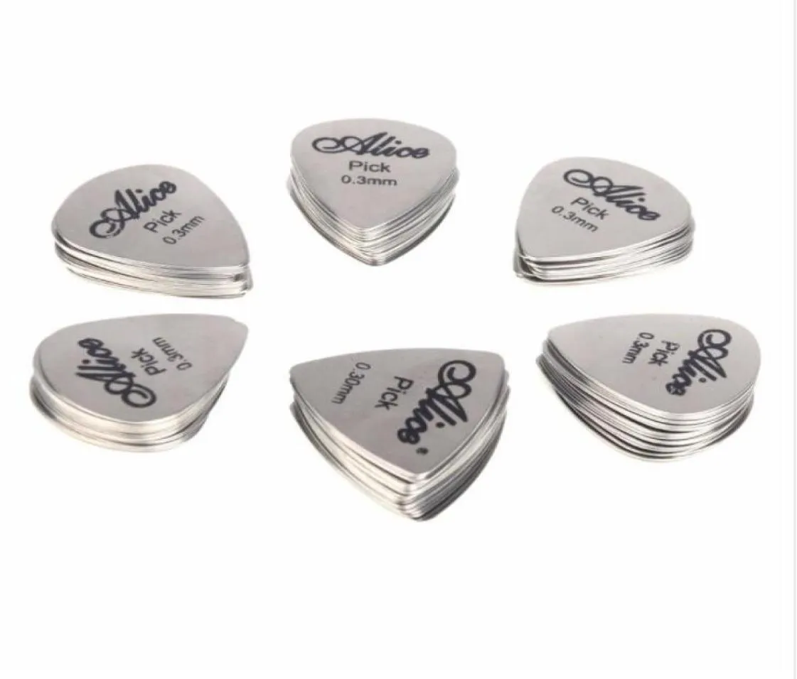 12st Bass Guitar Picks rostfritt stål Akustisk elektrisk Guitarra Plectrums 030mm Alice 12s 6967069