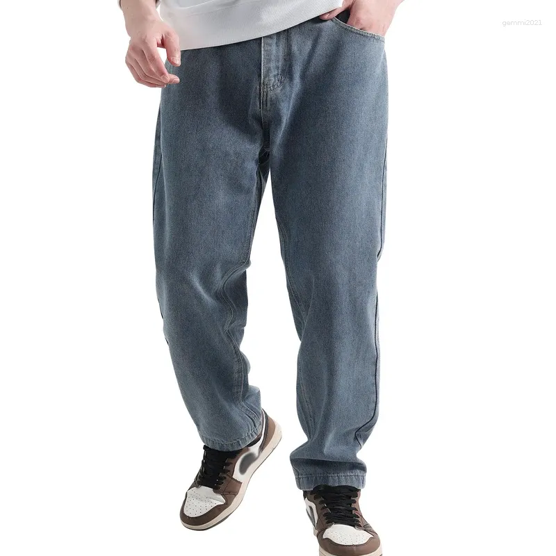 Jeans da uomo di grandi dimensioni larghi multicolori pantaloni in denim versatili per lo sport e il tempo libero