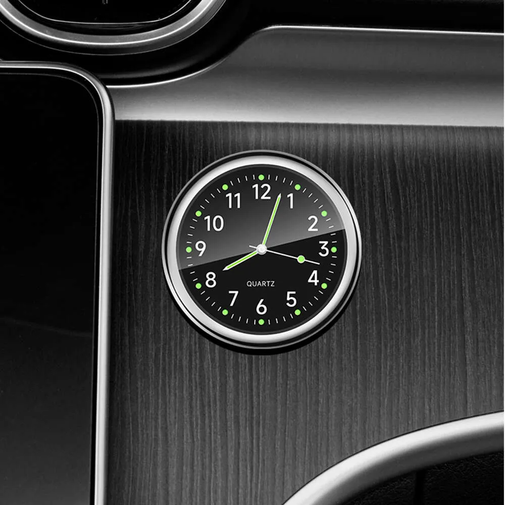 Luminous Car Dashboard Air Vent Stick-On Time Clock Quartz Analog Watch White For Car Home Office Workbench Locker