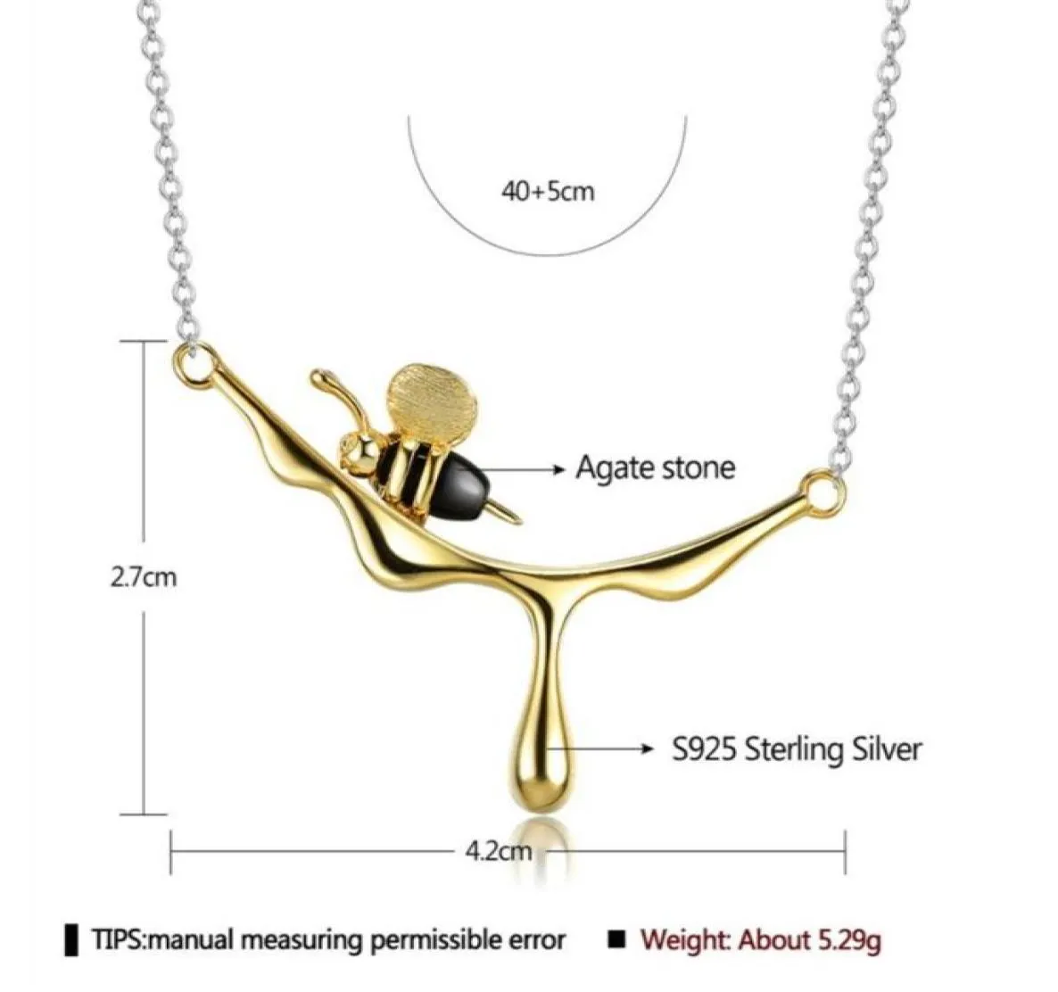 Lotus Fun – collier avec pendentif abeille et miel dégoulinant en or 18 carats, en argent Sterling 925 véritable, bijoux fins de créateur faits à la main pour femmes275O2389480