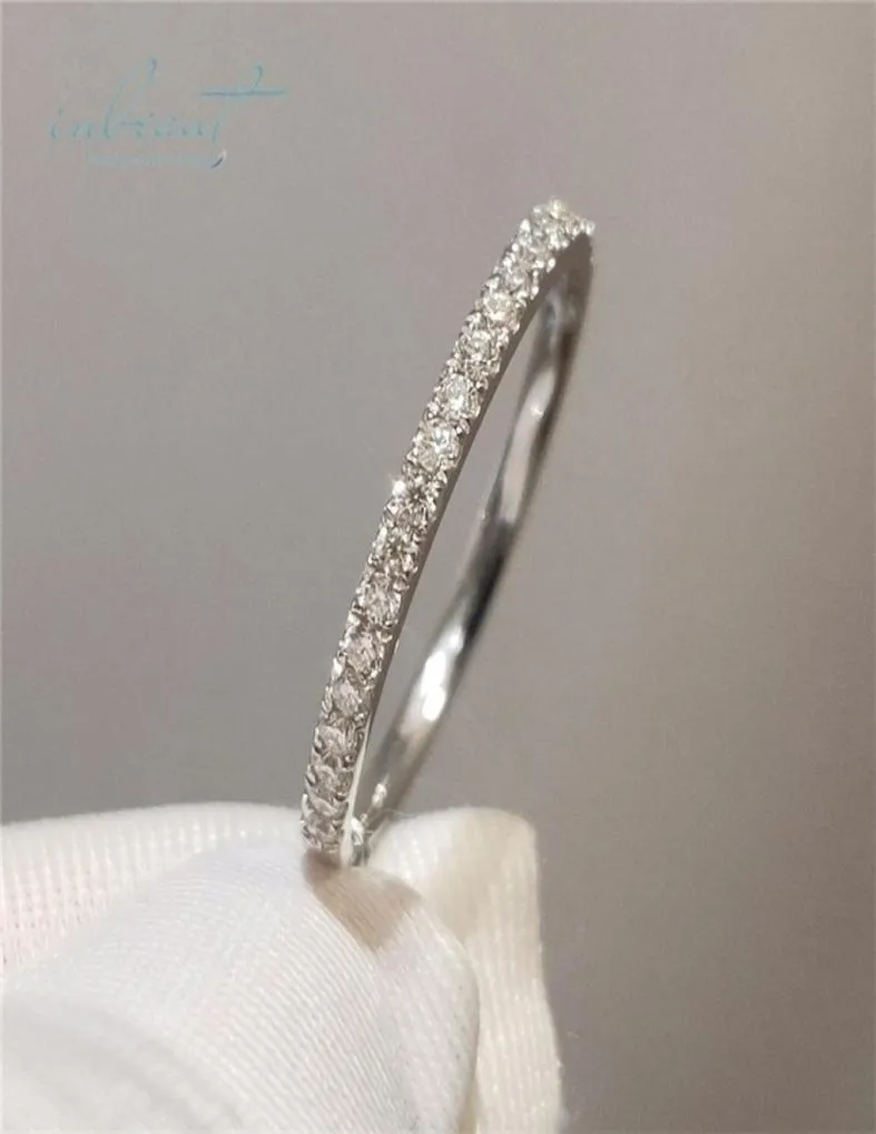 inbeaut 18K White Gold Plated Pass Diamond Test Round Excellent Cut 0.1 ct MicroColor Ring 925 Siver Party Jewelry 2202072452289