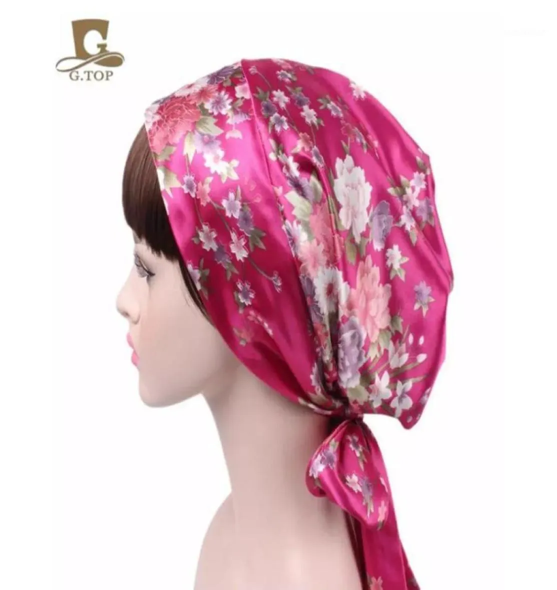 Novas senhoras gorros chapéu de seda noite sono boné de cabelo chapéu capa de cabeça cetim turbante envoltório headscarf16969681