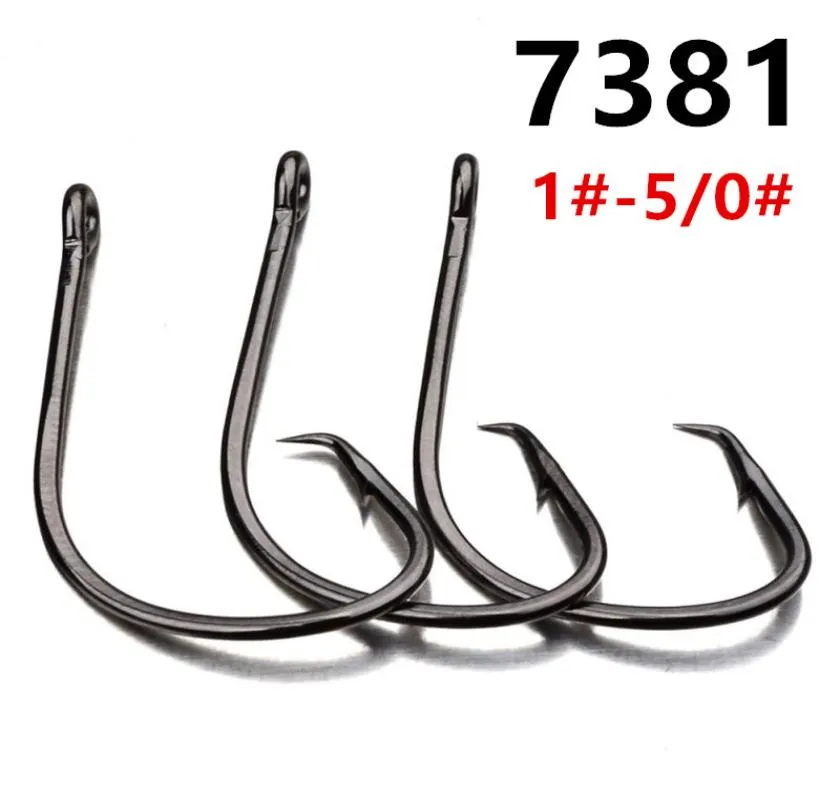 200pcslot 150 7381 Sport Circle Crochet High Carbon Steel Barbed Fishing Crows Fishhooks Pesca Tackle Accessoires KU88853401