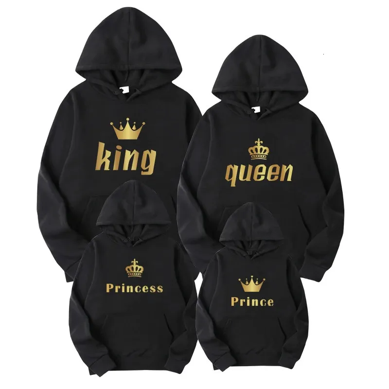 Aile Eşleşen Kıyafetler Lover Tracksuit Kral Kraliçe Baskı Giysileri Baba Mom Kızı Oğul Pullover Parenchild Kıyafet Sweatshirt 231212