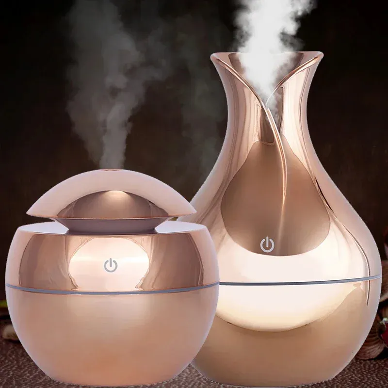 Diffusori di oli essenziali 130ml USB aroma diffusore di olio umidificatore elettrico in legno umidificatore ad ultrasuoni mini aromaterapia LEDlight mist maker per la casa 231213