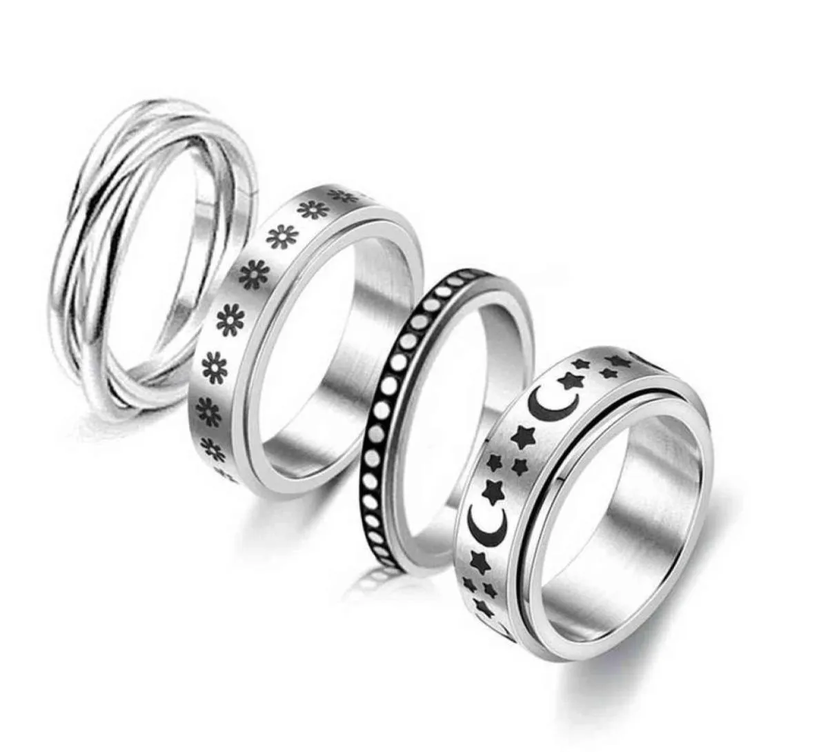 Angst Figet Spinner Ringen Voor Vrouwen Mannen Roestvrij Staal Draaien Ly Spinning Anti Stress Accessoires Sieraden Geschenken G11256836441