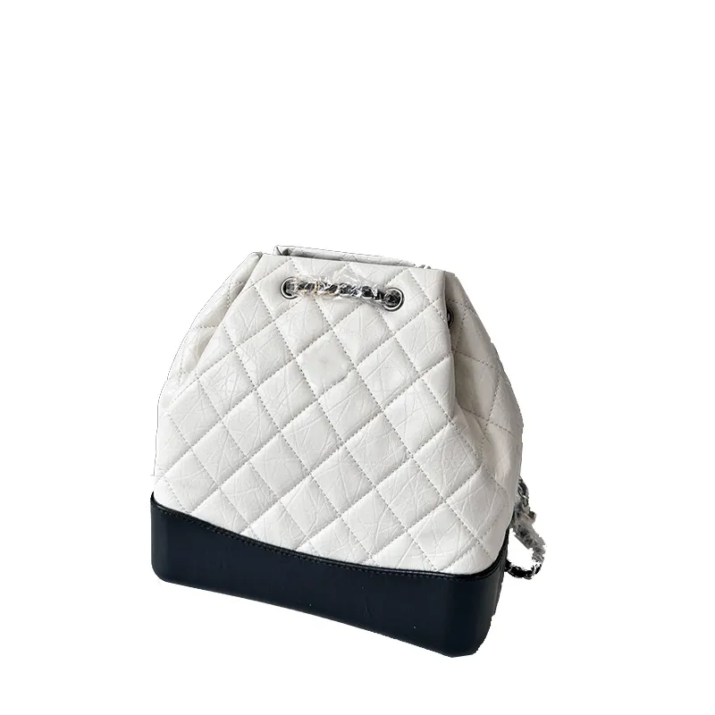 Famosa marca francesa designer feminina mochila moda grande capacidade diamante treliça corrente bolsa de ombro dupla carta de alta qualidade couro genuíno crossbody saco