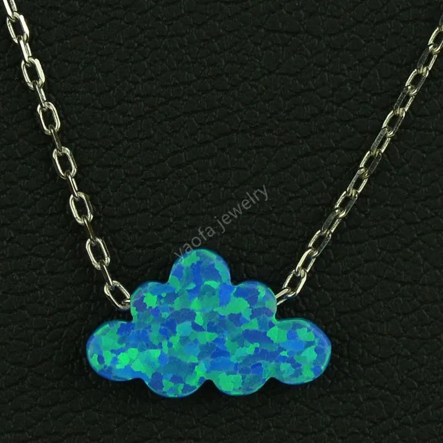 Creatieve Eenvoudige Donkerblauw OP05 7 3x12mm cloud vorm opaal hangende ketting voor Vrouwen gift226L