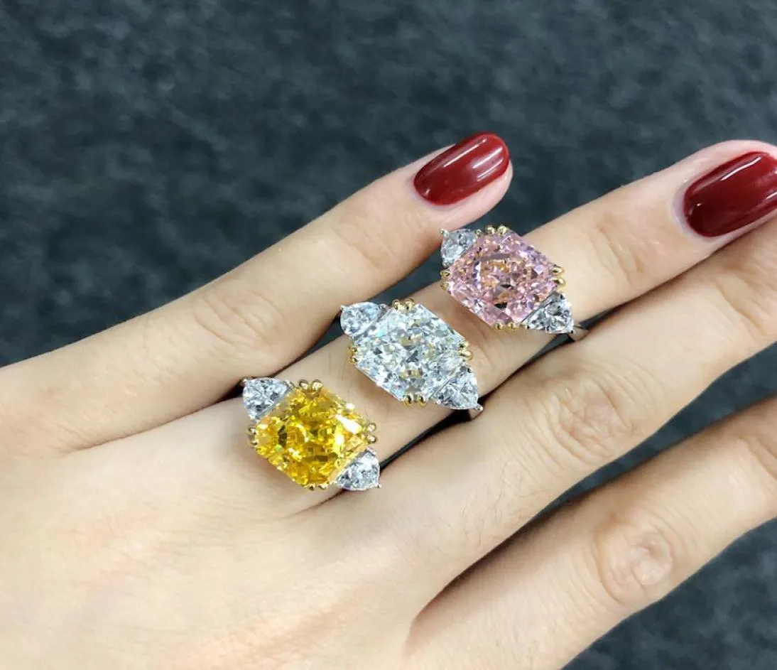 Real Flower Cut 5ct Pink Diamond Pierścień 100 Oryginalne 925 Srebrny Srebrny zaręczyny Pierścienie dla kobiet Fine Jewelry4614354