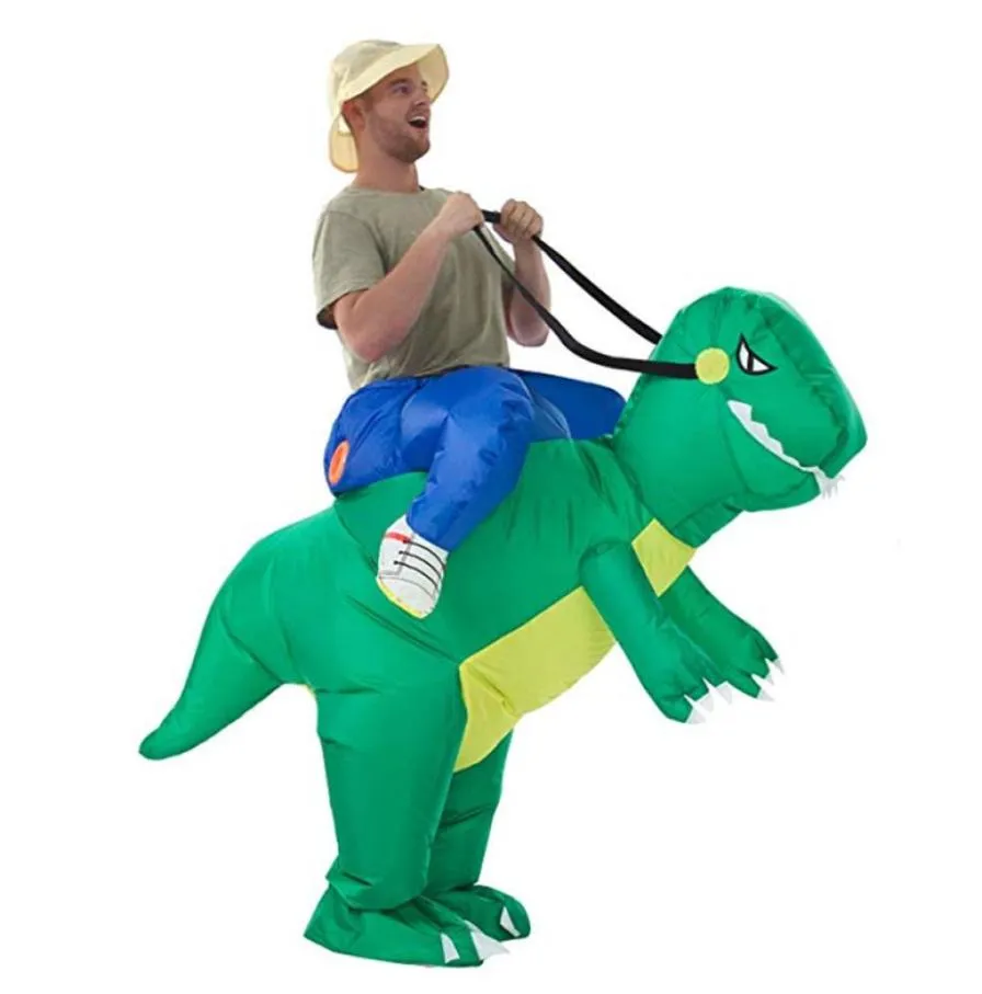 Uppblåsbar dinosaurie kostym dinosaurie jumpsuit dinosaurie kläder halloween kostymer roliga fest djur cosplay för kvinnan man kid adu2341900