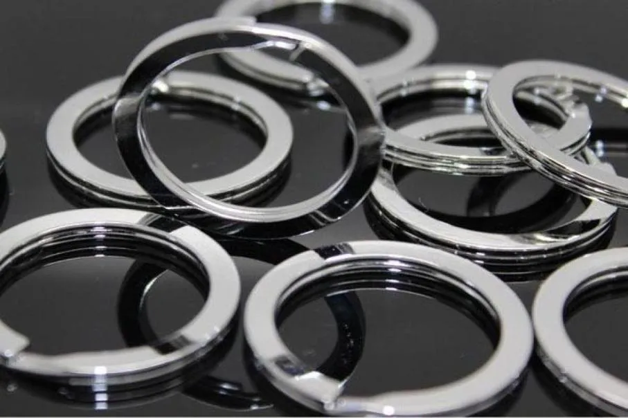 100 PcsLot Stainless Steel Iron Round Metal Keyring Rhodium Plated Ring Key Chain 25mm 28mm 30mm 32mm 33mm 35mm1790617