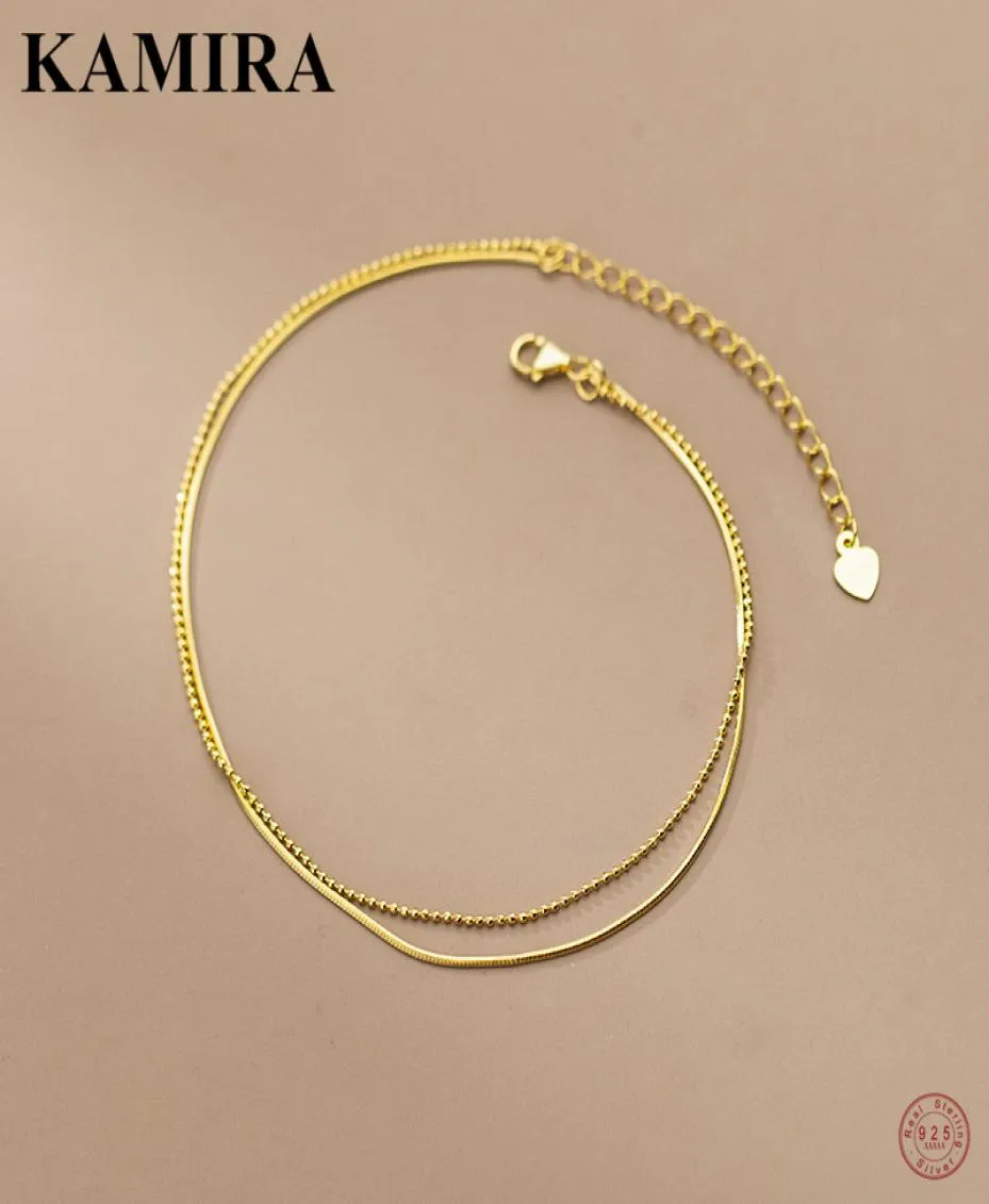 KAMIRA, настоящее серебро 925 пробы, винтажный простой двухслойный браслет с костяным колокольчиком для женщин, свадьба, ювелирные изделия из 18-каратного золота2555753