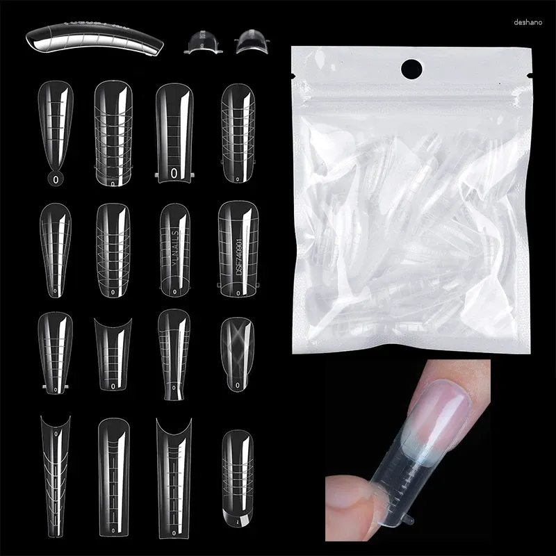 False Nails 60Pcs Nail Forms Full Cover Quick Building Mold Tips Fake Shaping Extend Top Molds Accessories