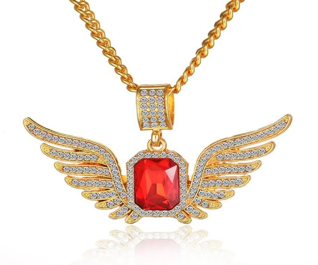 Hip Hop Ice Out Angle Wing Naszyjnik Kobiety Mężczyźni Bling Full Rhinestone Luxury Hiphop Oświadczenie Naszyjniki biżuterii Prezenty 7786577