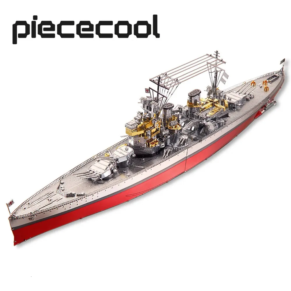3D Puzzles Piececool 3D Metal Puzzles Jigsaw- Battleship Hms Prince Of Wales DIY Model Building Kits Toys for Adults Birthday Gifts 231212