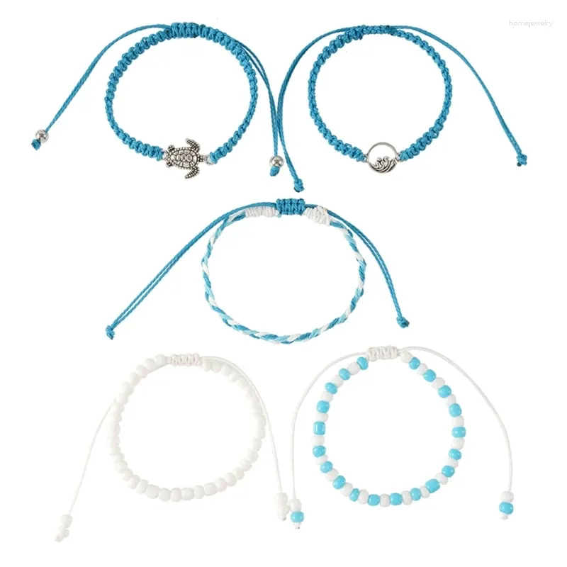 anklets 5pieces/set調整可能なカラフルな足首ブレスレットビーズブレスレットフットハンドチェーン