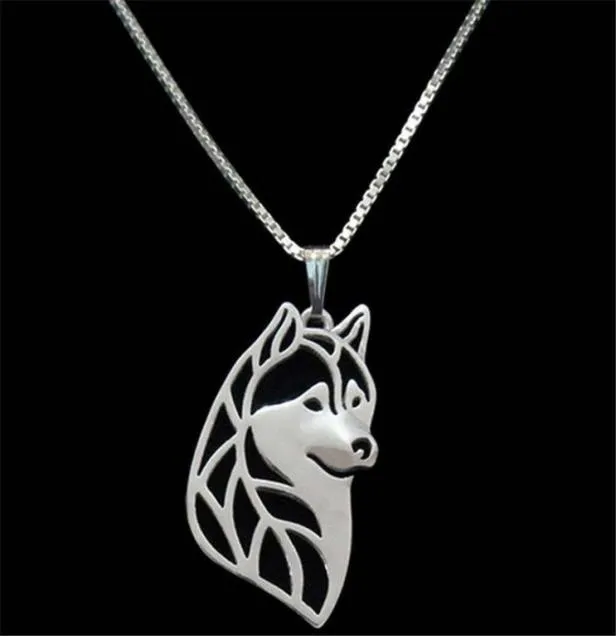 2020 sprzedaż łańcuchowych naszyjników ze stop aluminiowy pies wisiorek husky srebrny platowany naszyjnik moda biżuteria w całości 7255096