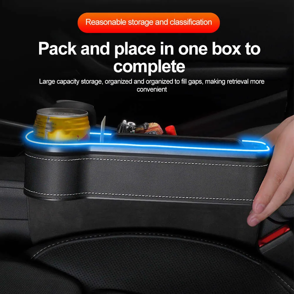 Auto Electronics Colorful LED USB Charging Car Seat Crevice Storage Box  Seat Slit Pocket Catcher Organizer Dual USB Fast Charger Cup Phone Holder  From 8,38 €