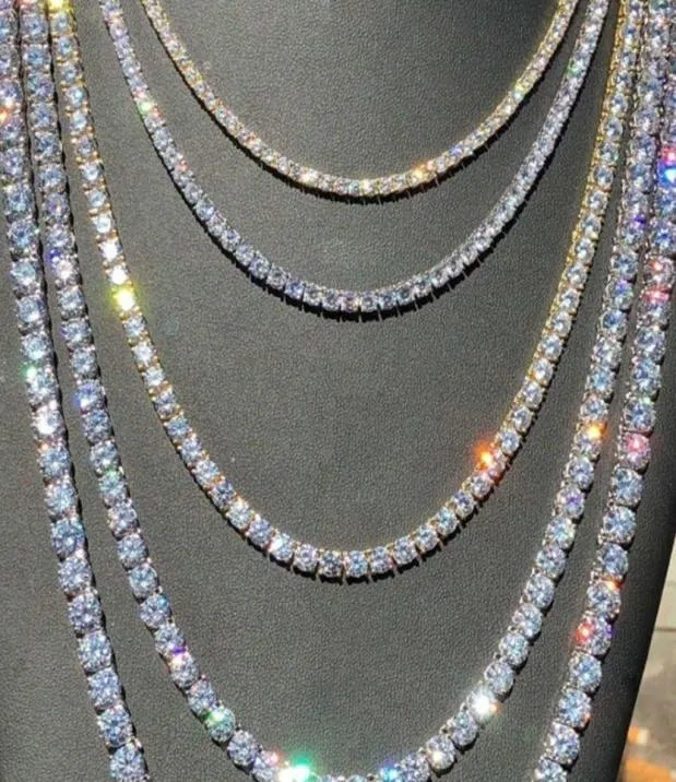 Хип-хоп 18-каратное золото Iced Out с бриллиантовой цепочкой, ожерелье с CZ, теннисное ожерелье для мужчин и женщин6315735