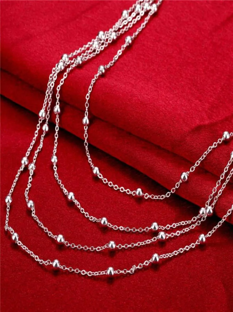 Women039s Sterling Silver Plated Four Layers of Light Bead Tennis necklace GSSN751 fashion lovely 925 silver plate jewelry Grad1650565