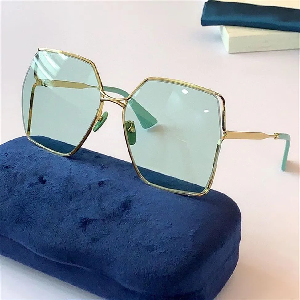 Lunettes de soleil de mode Fashion 0817 Green Lens Square Métal Métal Métal Money Frame Lunettes SHOPPING GOGGLES HAUTE QUALITÉ AVEC BOX ORIGINAL S193N