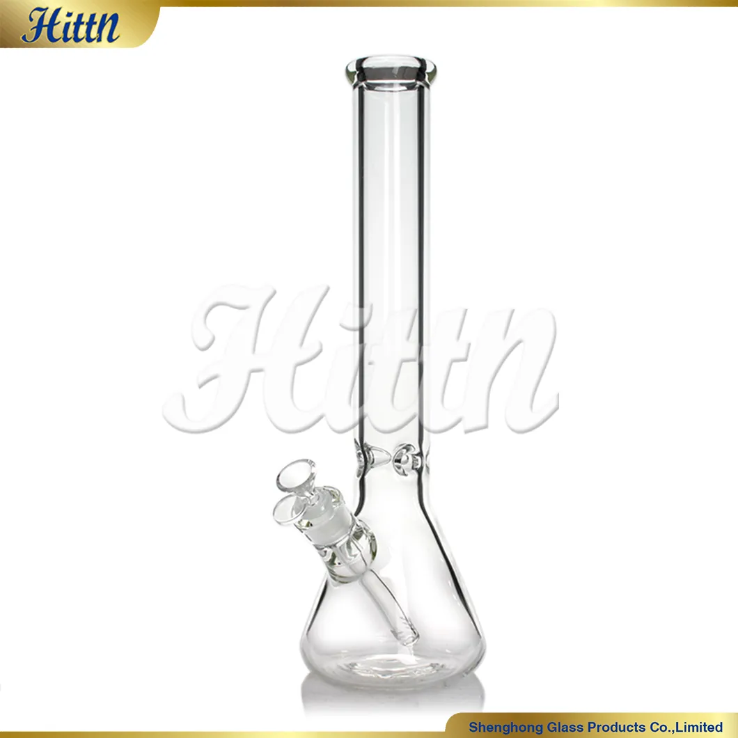 Clear Glass Beaker Bong Water Pipe Heavy 16 '' 7mm tjockt glas Bong 14mm Manlig Joint Ice Cather Reting Water Pipe 420