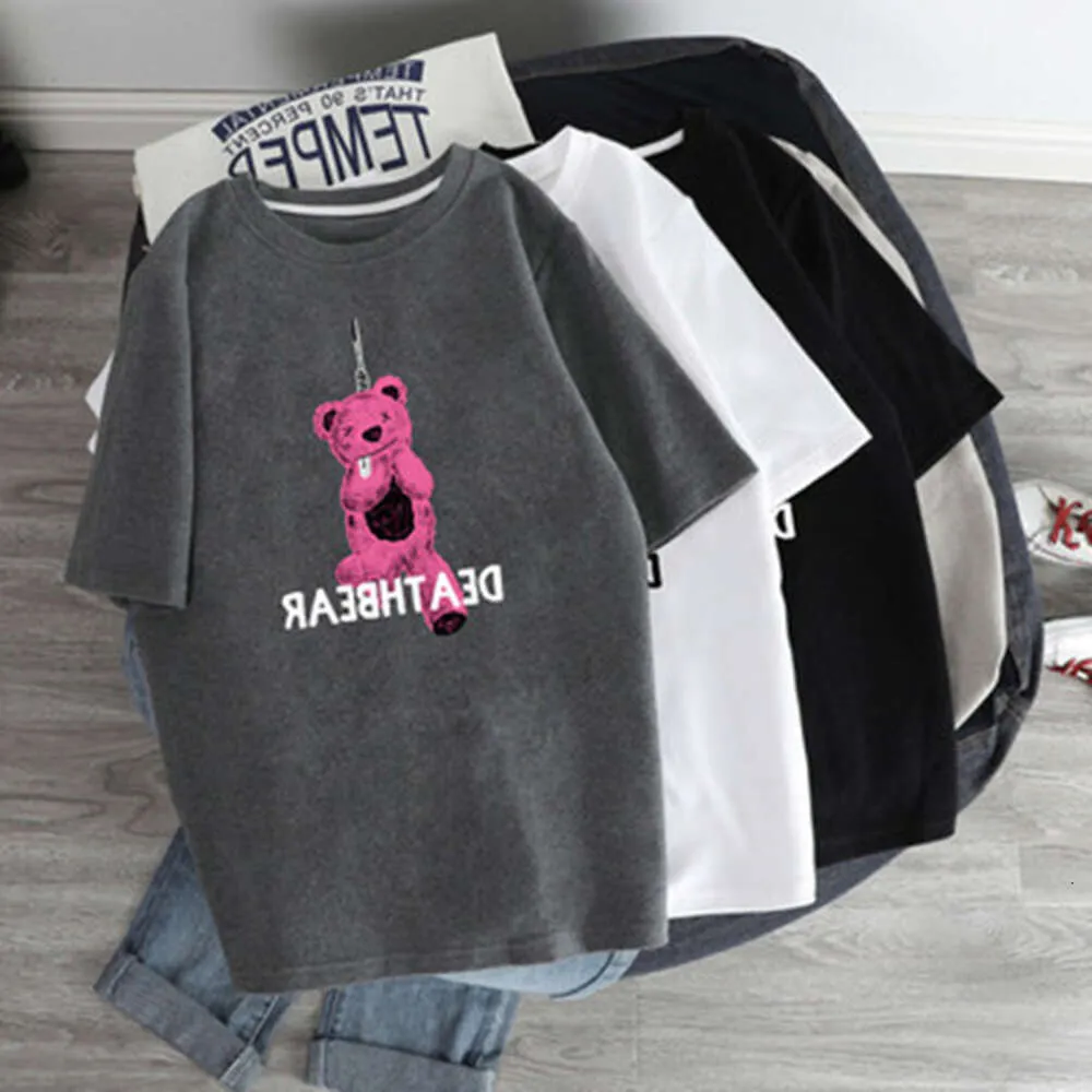 24ss South Korea Dongdaemun Little Bear Student Half Sleeved T-shirt Women's 2023 Spring New Instagram Thickened Short Inner Layup Top