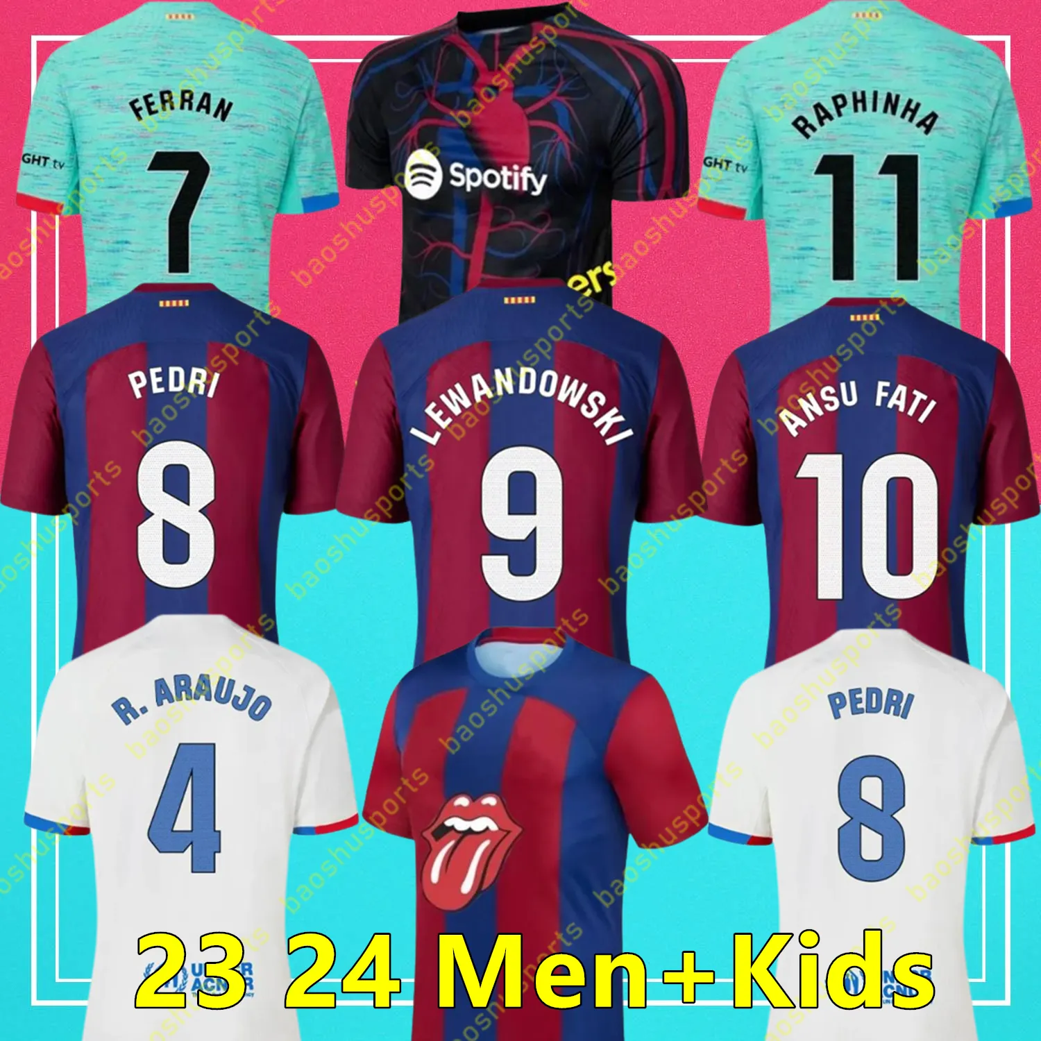 PEDRI Soccer Jerseys LEWANDOWSKI GAVI 2023 24 Kit spécial LAMINE YAMAL S FERRAN RAPHINHA F. DE JONG Ogan Camiseta de Futbol Maillot de football Hommes Kits Enfants