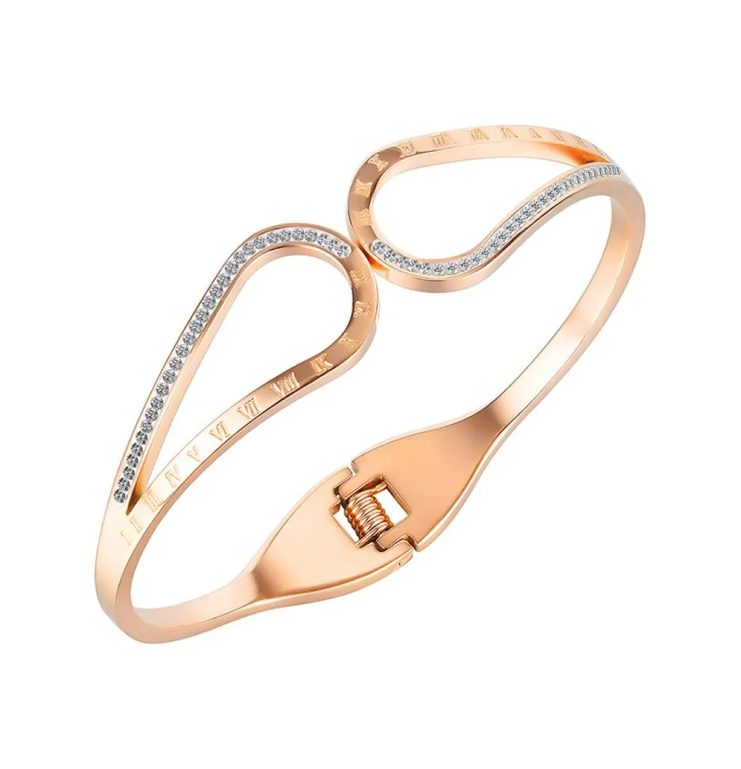 luxury titanium bracelets for women double layer rose golden diamond simple jewelry girls valentines day gifts3991385