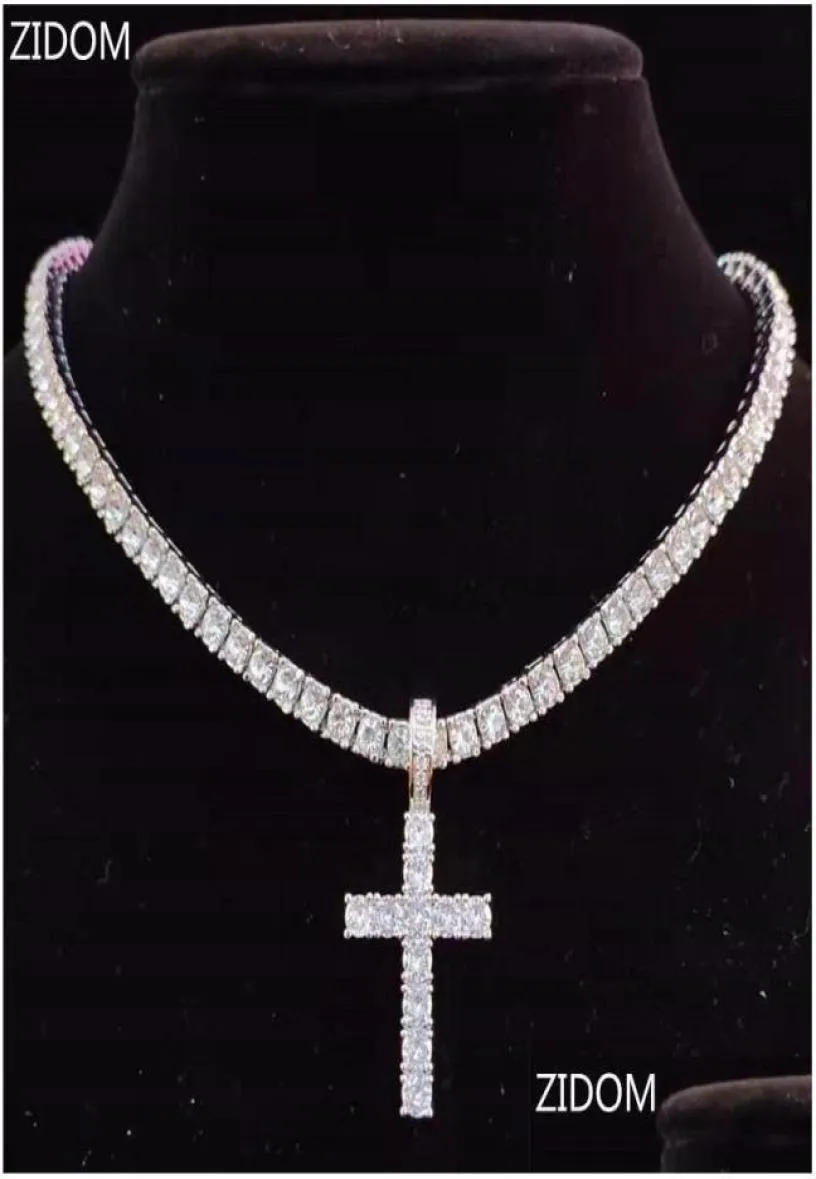 Ожерелья с подвесками Ожерелья с подвесками Мужчины Женщины Ожерелье в стиле хип-хоп с 4-миллиметровым цирконом Теннисная цепочка Iced Out Bling Хип-хоп Ювелирные изделия Мода Dh67A6817101