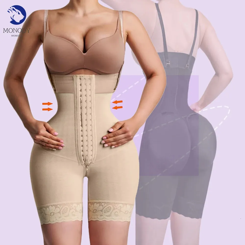 Shapers voor dames Damesondergoed Dubbele hoge compressie Zandloper Gordel Tailletrainer Butt Lifter Postoperatieve shorts Fajas Colombianas 231212