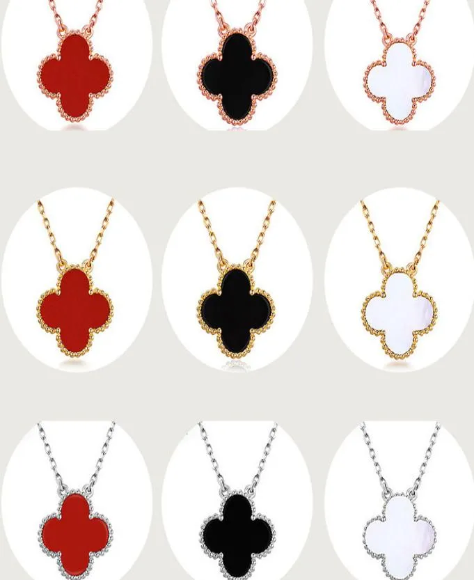 Hela S925 Sterling Silver Female Necklace Pendant 2019 Clover Necklace Female Red Black Agate Simple Clover Clavicle Chain1094269