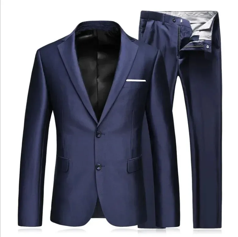 Abiti da uomo Blazer 2023 Business Fashion Alta qualità Gentleman Nero Completo da 2 pezzi Cappotto Giacca Pantaloni Pantaloni classici 231212