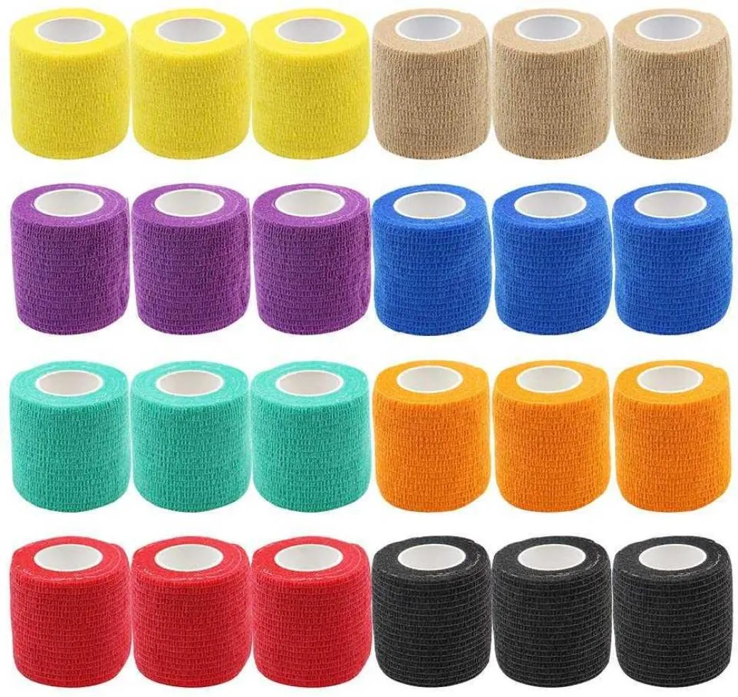 12 Roll Cohesive Bandage Tape Vet Wrap Self Adherent Wrap for Medical First Aid Sports Injury Wrist Ankle Sprains and Swelling Q5769549