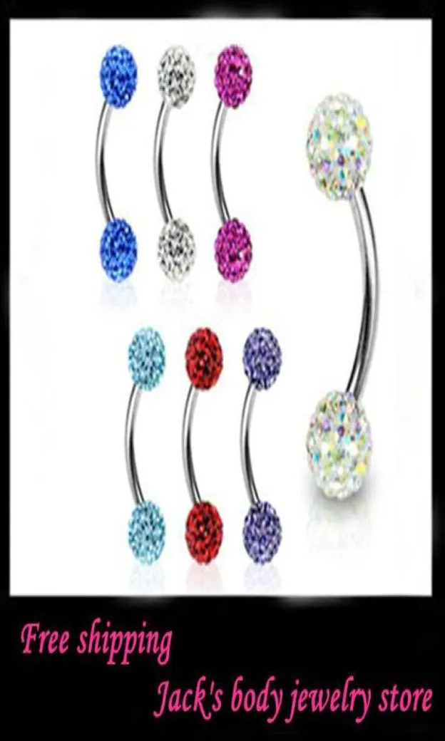 Gioielli per il corpo del sopracciglio E10 50 pzlotto mix 11 colori shamballa cristallo falso sopracciglio bar anello per sopracciglio di ferido moda piercing gioielli6135447