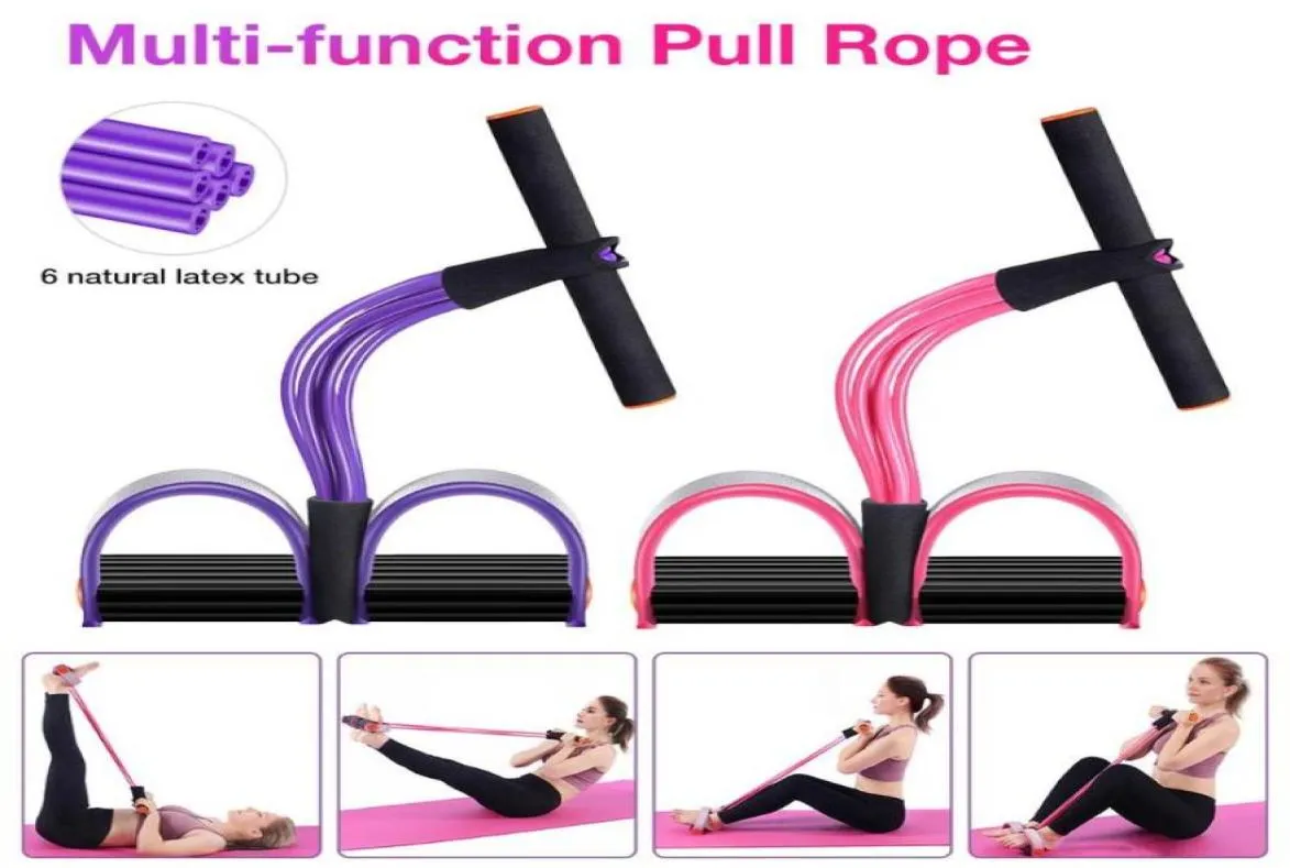 Resistance Bands Six Tube Multifunctional Tension Rope Pedal Traction Pedal Exerciser For Home Use Fitness Supplies2620234