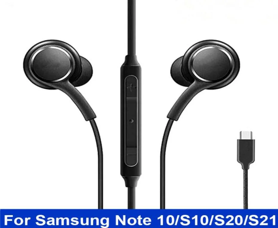 Przenośny przewodowy zestaw słuchawkowy dla Samsung Note 10 S10 S20 Plus S21 Ultra Słuchawki typu C słuchawki słuchawki słuchawki stereo z mikrofonem z mic1697836